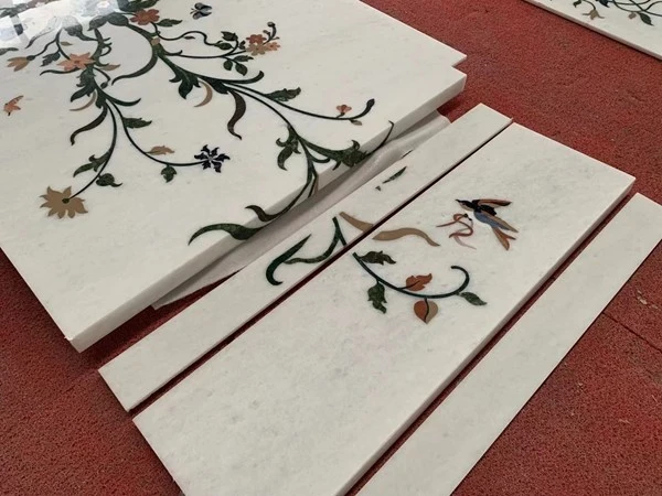 White Marble Inlay staircase